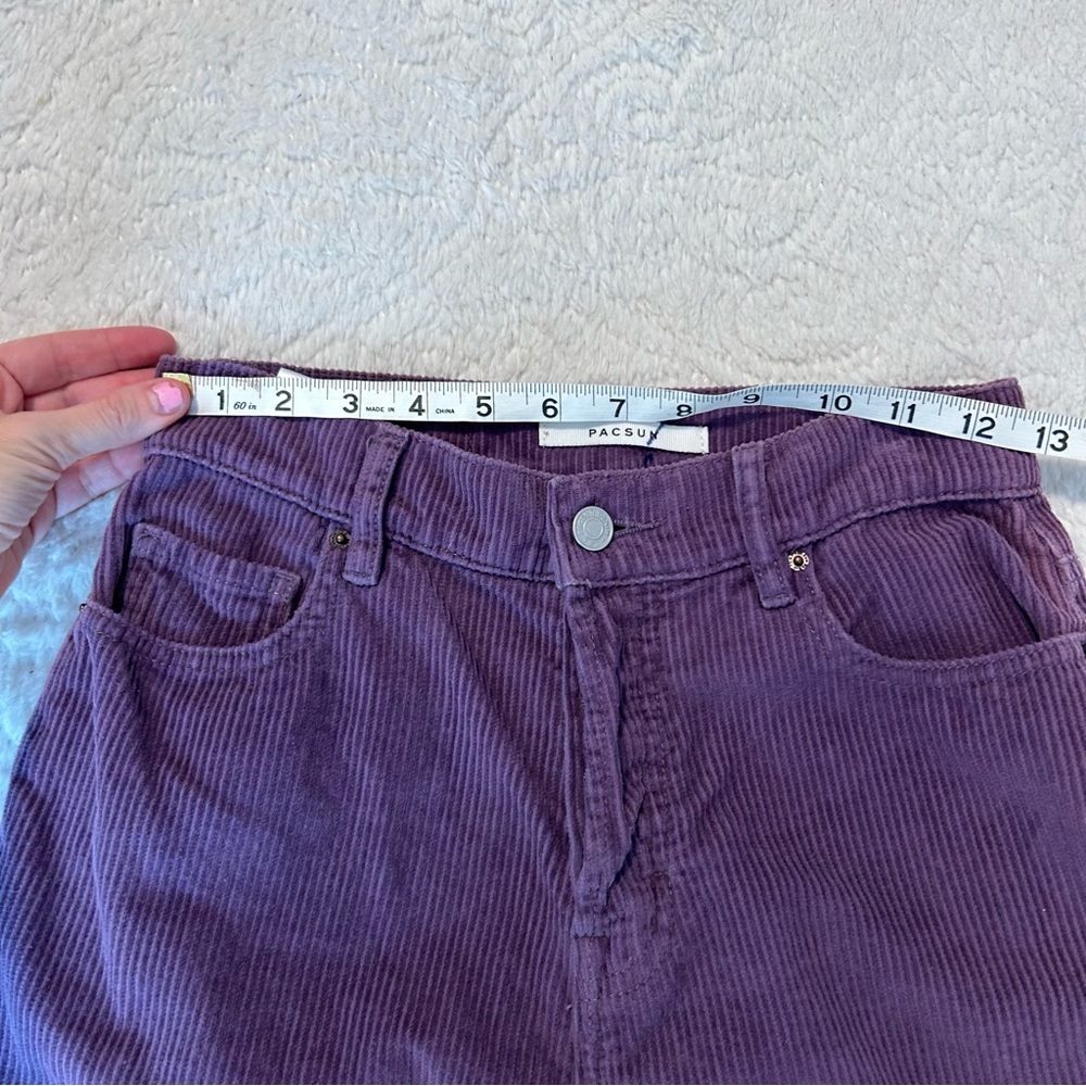 PacSun Purple Corduroy High Waisted High Rise Straight Leg Crop Raw Hem Sz 25 - Picture 11 of 14